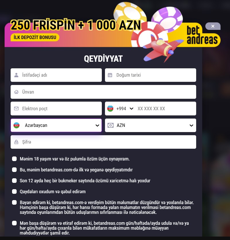 Betandreas-da Hesab Necə Yaradılır